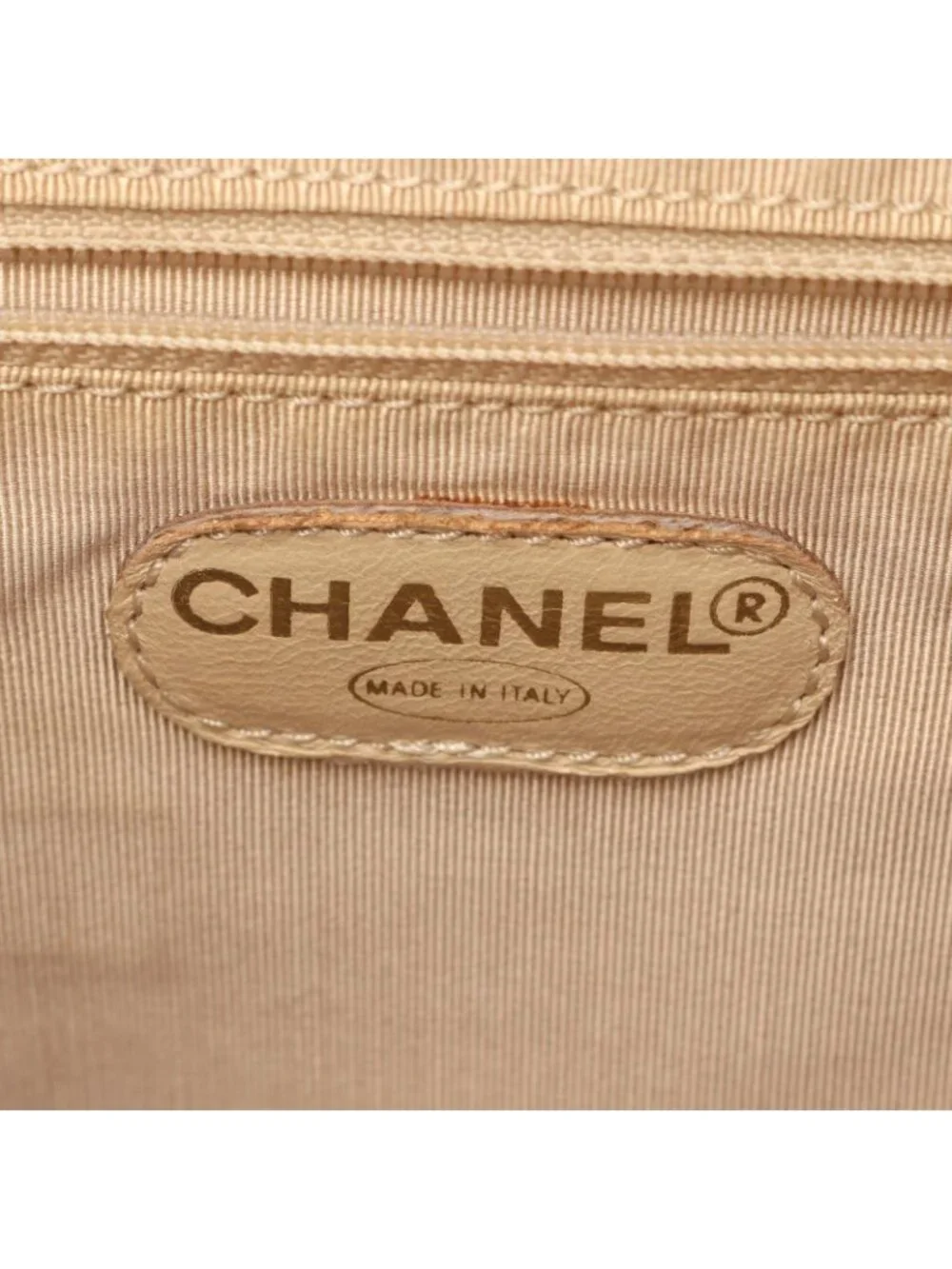 Chanel Backpack CC Logo Light Beige Caviar Leather